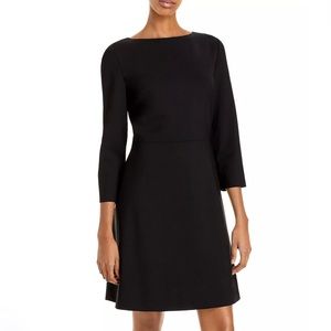 Theory Kamillina Textured 3/4 Sleeve Black Dress